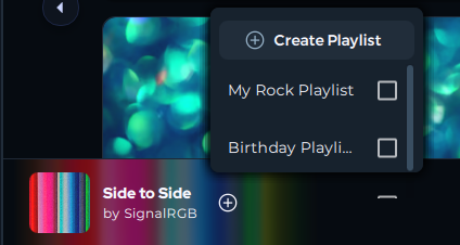 Playlist + button on the Effect Player
