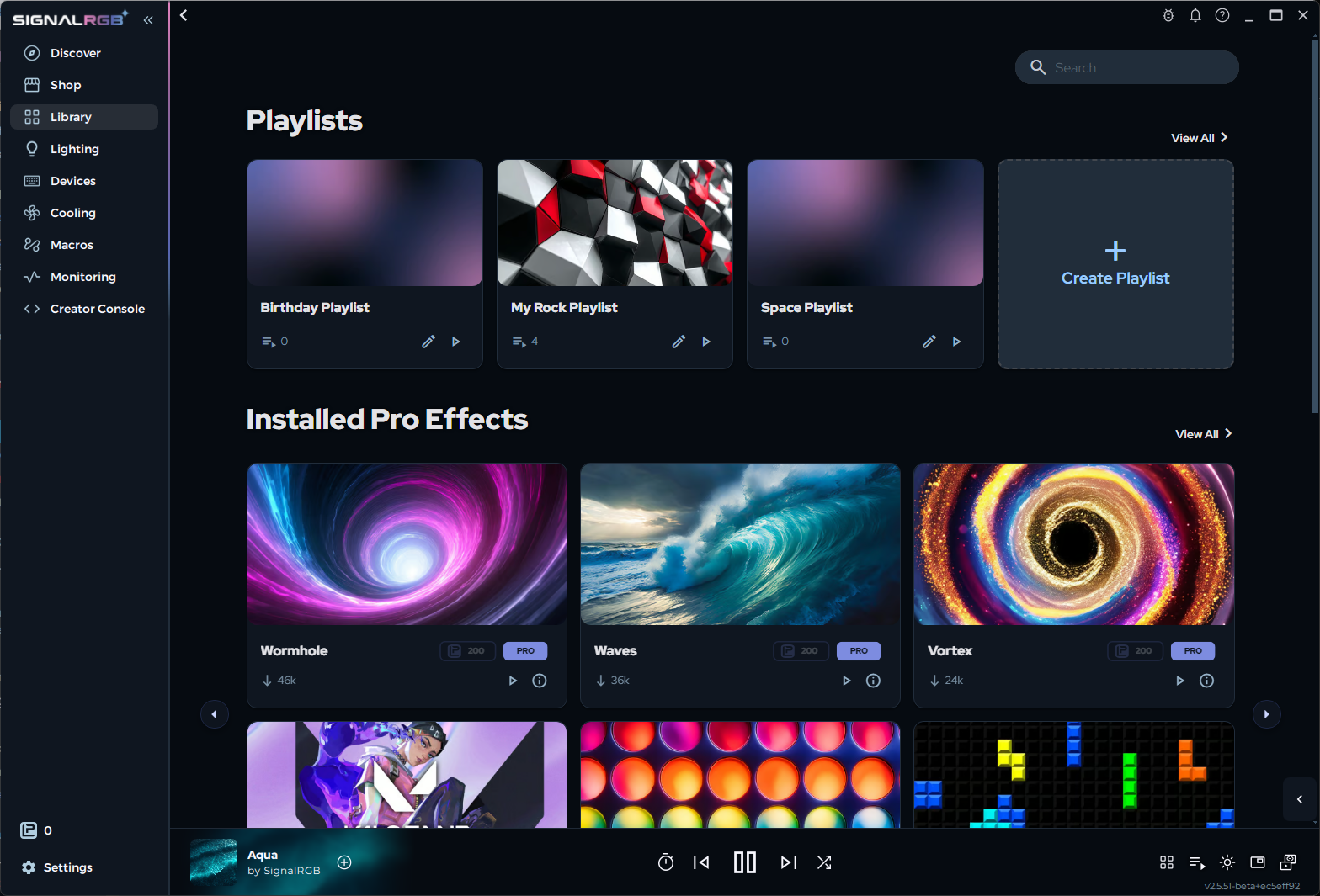 Playlists section visible in the Library tab