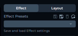 Effect presets menu showing saved presets