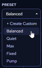 Preset dropdown options