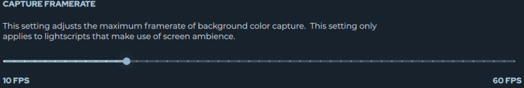 Skyderen Fangstbilledfrekvens med interval fra 10 til 60 FPS
