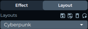 Fanerne Effekt og Layout med Cyberpunk-layoutet valgt