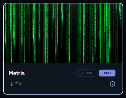 A Matrix effect card on the Discover page
