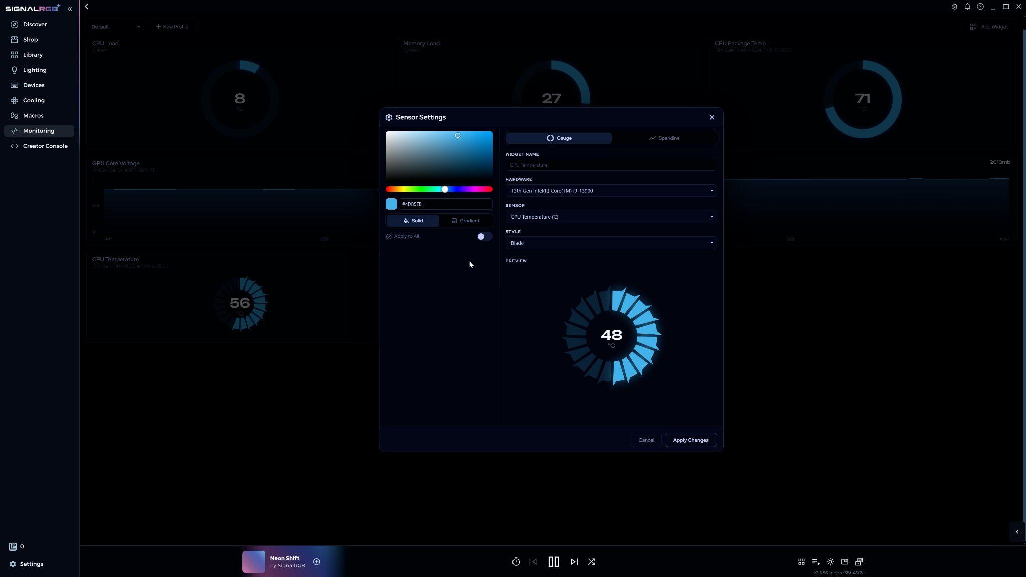 Widget settings menu showing customization options and a live preview